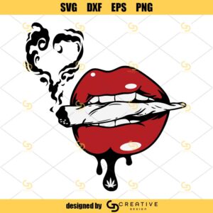 Sexy Red Lips Smoking Joint SVG File, Smoking Cannabis SVG, Joint Smoking Weed SVG, Lips Dripping SVG, Smoking Marijuana SVG CutFiles