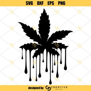 Marijuana Pot Leaf Drip SVG, Cannabis Leaf SVG, Weed Leaf SVG