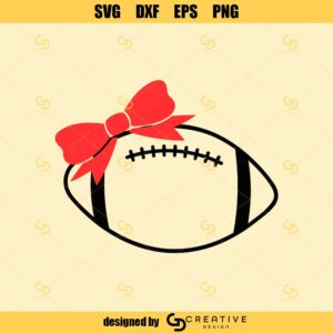 Football with Bow Svg, Football Svg, Kids Cut Files, Girls Svg Dxf Eps Png, Cheer Sister Shirt Design, Game Day Clipart, Silhouette, Cricut